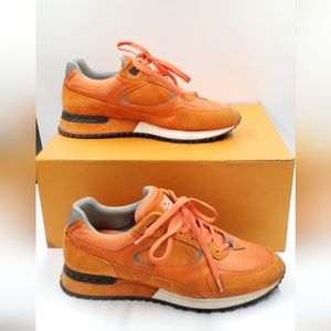 LV orange suede sneakers